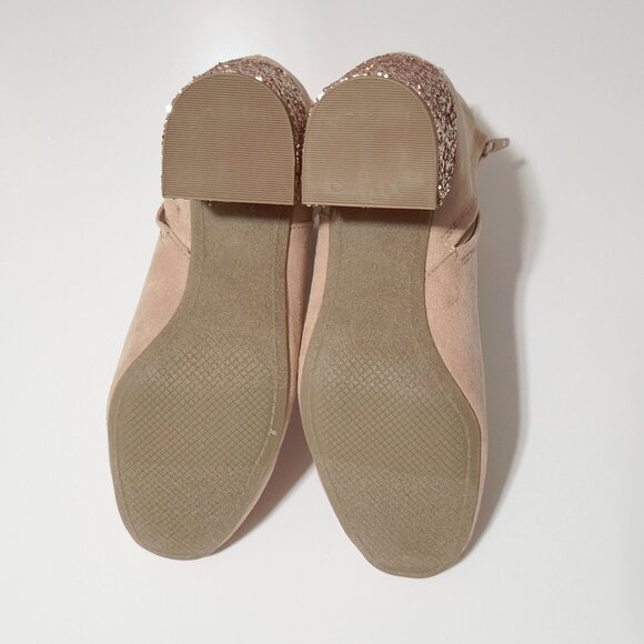 NWOT Old Navy blush block glitter heeled faux suede booties, 6 - Picture 10 of 10